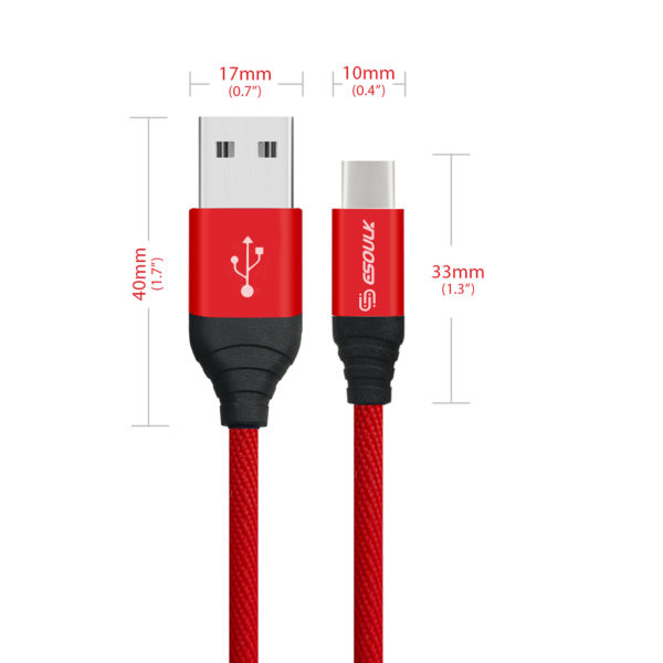 Canvas Cable 6.6ft  For Type-C In Red - Image 2