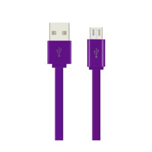 REIKO FLAT MICRO USB DATA CABLE 3.2FT IN PURPLE