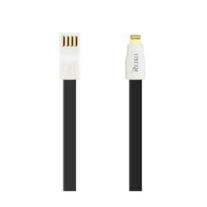 REIKO IPHONE 6 FLAT MAGNETIC GOLD PLATED USB DATA CABLE 0.7 FOOT IN BLACK
