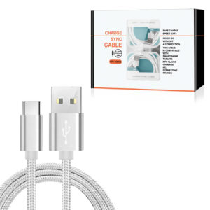 USB-C Fast Charge/Sync Cable 6.5 ft in Silver (12pcs)