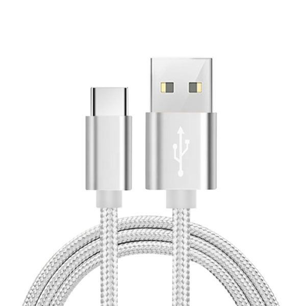 USB-C Fast Charge/Sync Cable 6.5 ft in Silver (12pcs) - Image 2