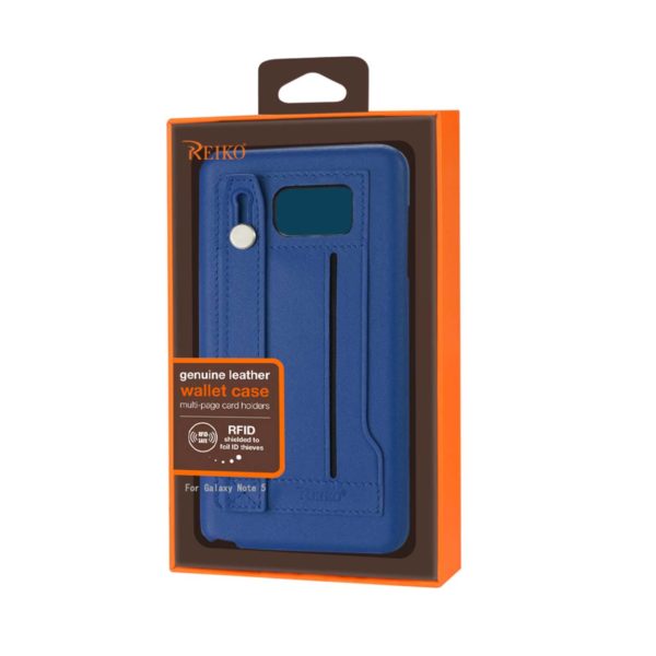 REIKO SAMSUNG GALAXY NOTE 5 GENUINE LEATHER HAND STRAP CASE IN ULTRAMARINE - Image 4