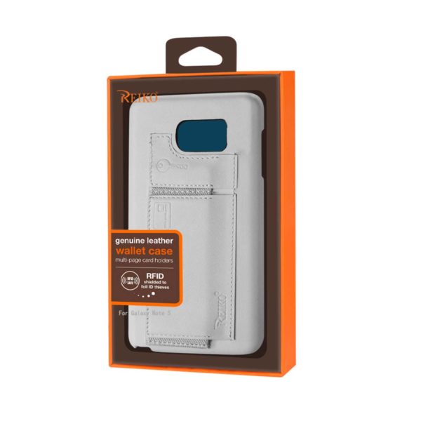 REIKO SAMSUNG GALAXY NOTE 5 RFID GENUINE LEATHER CASE PROTECTION AND KEY HOLDER IN IVORY - Image 4