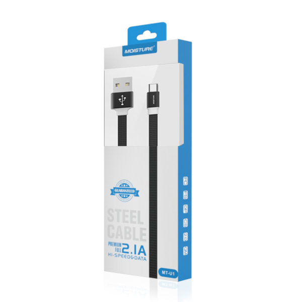 High Speed Type-C Steel Data Cable in Black - Image 2