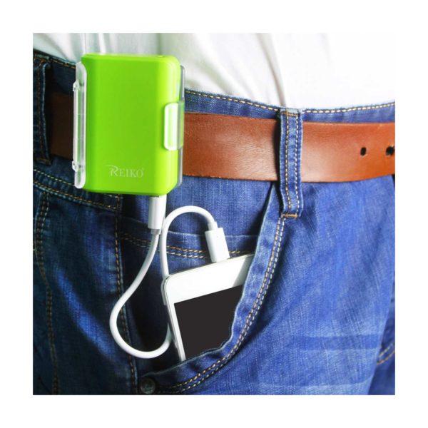 REIKO 4000MAH UNIVERSAL POWER BANK WITH CABLE IN GREEN - Image 2