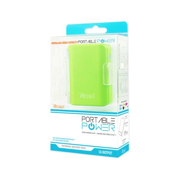 REIKO 4000MAH UNIVERSAL POWER BANK WITH CABLE IN GREEN - Image 4